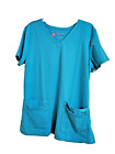 Urbane Ultimate Scrub Top Size XS Solid Teal Contemporary Fit v neck Pocket 9063