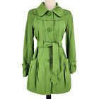 SALE Tulle Single Breasted Trench Coat With Belt Green Womens Size Medium