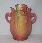 Roseville Pottery Poppy 1938 Pink Salmon Color Pillow Vase  ~ Read - RARE