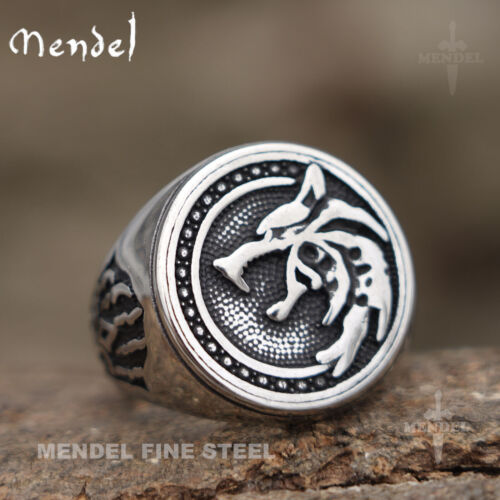 MENDEL Mens Norse Viking Wolf Head Claw Paw Ring Men Stainless Steel Size 7-15