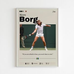 Bjorn Borg poster, Tennis star wall art, Borg print fan gift, Tennis Home Decor