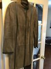 Akris gray/green suede and leather trim snap front coat topper 14