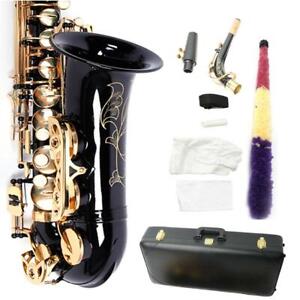 New Brass Eb Alto Saxophone Black Sax w/ Other Accessories