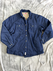 Wrangler Mens Sherpa Lined Denim Shirt Insulated Jacket Button Up Size L HSD1PWB