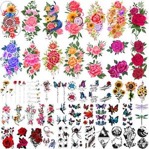 Yazhiji 49 Sheets Temporary Tattoos for Women and Men 3D Extra Large Waterpro...