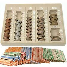 Coin Counter Sorter Money Tray – Bundled with 64 Coin Roll Wrappers Bundle – 6 C