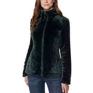 32 Degrees Heat Women's, Plush Faux Fur Soft Jacket, Dark Green, M