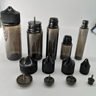 5-100pcs Black PET Dropper Bottles Liquid Plastic Container Tips Childproof Caps
