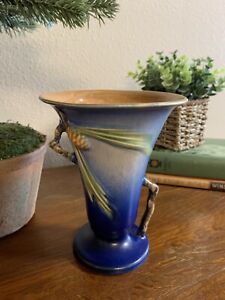 ROSEVILLE Pottery  - Pinecone Blue Vase - #906-6 - Art Deco - AMAZING!