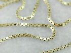 14K Solid Yellow Gold Box Chain Necklace Made In Italy