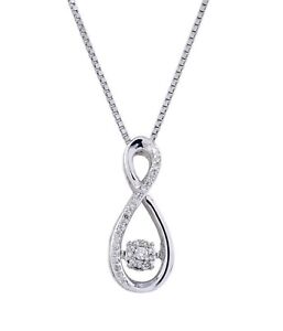 .925 Sterling Silver Dancing Diamond Infinity Pendant Necklace