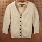 vtg Inis Crafts SMALL cardigan sweater merino wool irish chunky knit cable