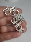 Silver Toned Born To Shop Crystal Brooch Unsigned