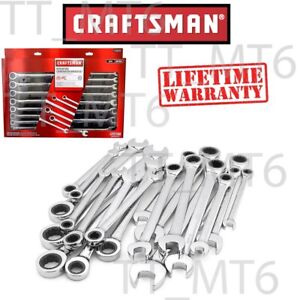 New ListingCraftsman 20 pc Combination Ratcheting Wrench Set Metric MM & Standard SAE
