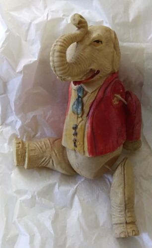 Vintage Celluloid Toy Elephant in Jacket and Tie 7.5 