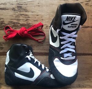 Rare Nike Greco Supreme Kids Wrestling Shoes Calavera Black White Size 8 Skull