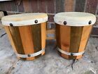 Vintage 50s 60s Bongo Drums Grommets Rawhide Wood RARE