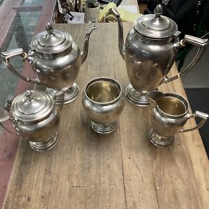 1936 Reed And Barton Sterling Silver Coffee And Tea Full Set Of 5 Stamped X610