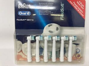 Braun Oral-B FlexiSoft 6-Pack Replacement Toothbrush Heads  EB 17-6  (NEW)