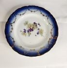Antique La Francaise Semi-Vitreous Porcelain Plate, Blue Floral 6” France
