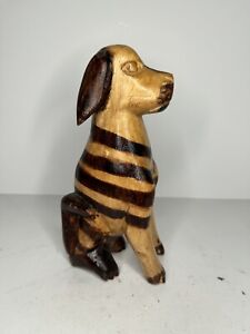 Small Hand Carved / Wood Burned Dog Decoration Art Piece