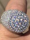 Men's Large Round Solid 925 Silver Simulated Diamond Pinky RING ICY HIP-HOP REAL