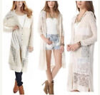 FREE PEOPLE Ivory Magic Dragon Mixed Crochet Hooded Maxi Duster Sweater XS