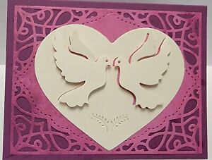 Handcrafted Greeting Card - Wedding or Anniversary - Doves - Congratulations