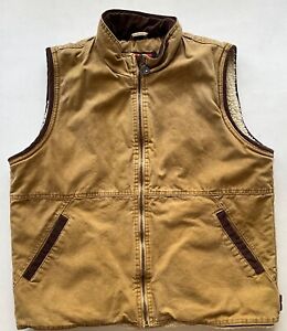 WRANGLER HERO US Men's S Tan Canvas Sherpa Lined Vest Jacket  Workwear Cord Trim