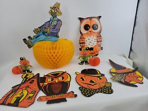 7 Vintage Luhrs Hallmark Halloween Various Embossed Die Cut Decorations