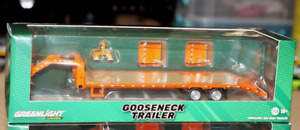 Orange Gooseneck Car Truck Hauler Trailer With Hitch 1/64 Greenlight Exclusive