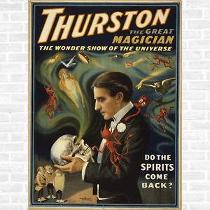 Magic, Magician Side Show THURSTON, Houdini,1908 vintage poster print - 24X36