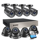 ZOSI 8CH 1080p H.265+ Security Camera System 5MP Lite CCTV DVR Outdoor HD IR Kit