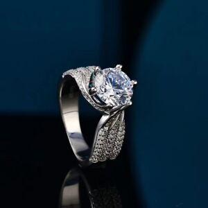 925 Sterling Silver Ring 5 Ct Simulation Diamond Luxury Women Crown Ring Jewelry