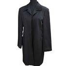 Mary Jane Marcasiano Black Trench Coat Rain Jacket Button Up Size Medium EUC