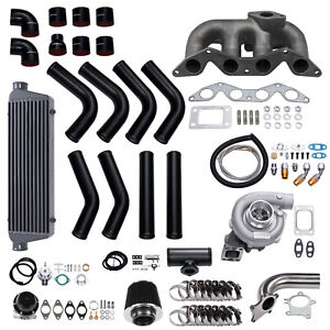 T3/T4 Turbo+Intercooler+Manifold+Oil Line+Wastegate Kit for Honda Civic D17 EX
