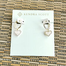 Kendra Scott Ari Heart Rose Quartz Huggie Earrings in Gold