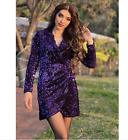 ZARA NWT WOMAN SEQUIN COLLAR BLAZER MINI DRESS Purple 0387/195 XS,S,M,L