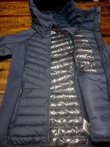 Womens Columbia Powder Lite hybrid Omni Heat hooded jacket Noctural Blue sz SM