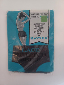 NEW 60s Vintage Kayser Lace Stretch Nylon Brief Panties Fit Size 4-7