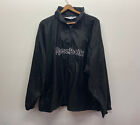 Vintage Reebok Windbreaker Jacket Black 1/4 Zip Hooded Embroidered Spellout 90s