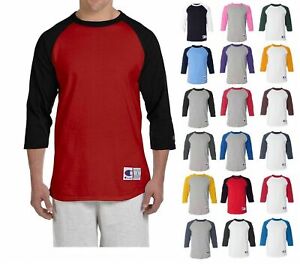 Champion Raglan Baseball Shirt Jersey Mens Tag-less T-Shirt 3/4 Sleeves NEW T137