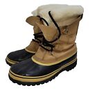 Sorel Boots Caribou Mens Tan Black Waterproof Winter Shoes Sz 11 NM1000-281 Snow