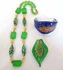 3 Pcs Gorgeous Vintage Murano Glass Jewelry - Necklace, Pendant & Bracelet