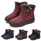 Womens Winter Warm Fur Lining Ankle Boots Ladies Flat Slip On Waterproof Shoes