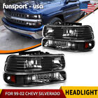 Headlights w/ Bumper Light Headlamps for 99-02 Silverado 00-06 Tahoe Suburban (For: 2002 Chevrolet Silverado 2500 HD)