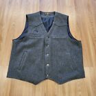 Vintage Wyoming Traders Western Frontier Wool Vest Size XL Gray 5 Button Outdoor