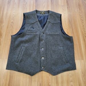 Vintage Wyoming Traders Western Frontier Wool Vest Size XL Gray 5 Button Outdoor