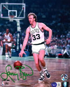 Larry Bird Signed Boston Celtics 8x10 Dribbling Photo-Beckett W Hologram *Green