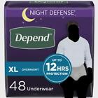 Depend Night Defense Men's Overnight Adult Incontinence Underwear Size S/M-L-XL